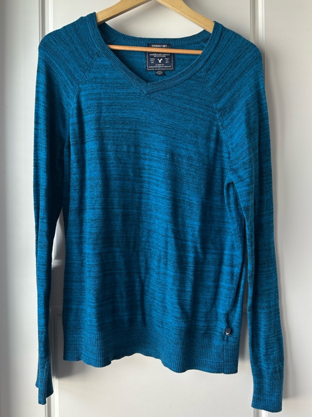 American Eagle Outfitters Teal V-Neck Sweater